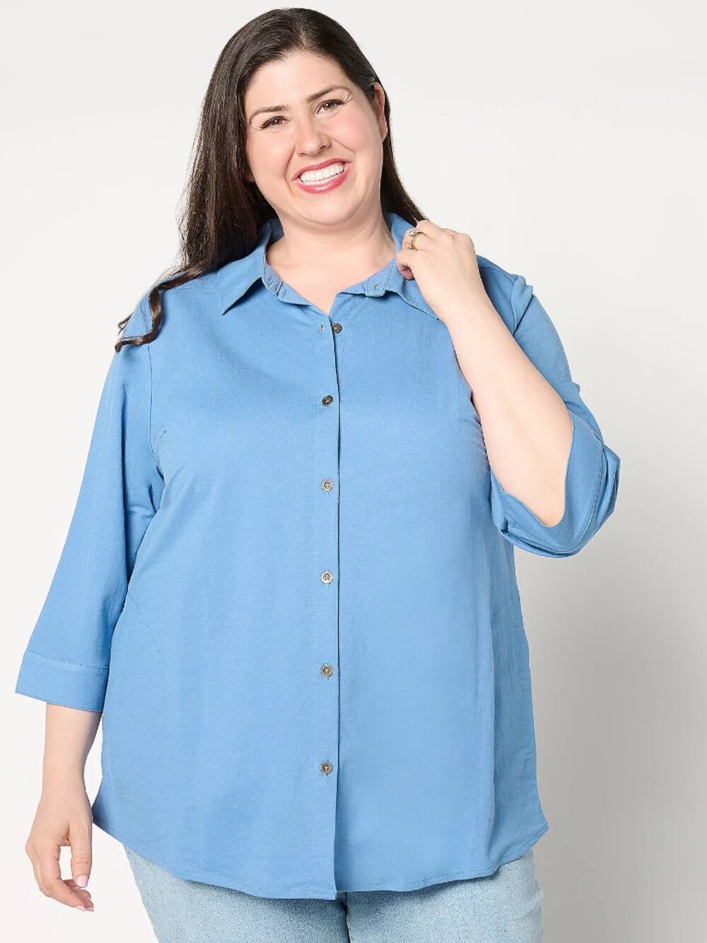 Sport Savvy Petite Button Front Tunic with Pockets, Blue Sz XXSP a649406